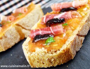 #PainTomate, #Pain, #Tomate, #CuisineMalin, #Iberique, #Jambon, #EntreeFraicheur, #PainHuileTomateJambon